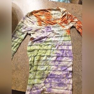 NWOT Free People lace layering super long U neck mid sleeve tee